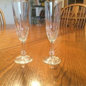 Vintage Clear Lead Crystal Champagne Flutes - 4 Ounces